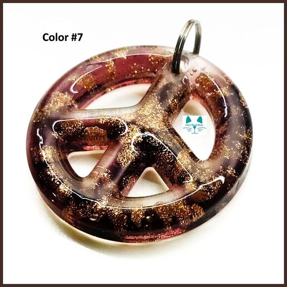 Large Colorful Glitter Lamp-Work Peace Sign Pendant - Picture 9 of 9